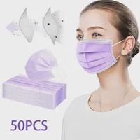 50pcs purple face mask disposable mouth face masks pollution dust mouth caps 3-layer breathing hygiene mask fast shipping