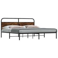 vidaxl estructura de cama sin colchon metal roble ahumado 200x200 cm