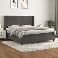 vidaxl cama box spring con colchon terciopelo gris oscuro 160x200 cm