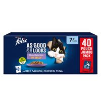 felix senior as good as it looks mixed selection in jelly 80 x 100g - beef salmon chicken tuna