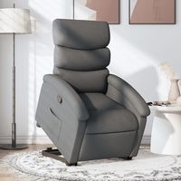 vidaxl sillon reclinable elevable de tela gris oscuro