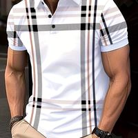 camisa de manga corta con estampado de cuadros retro clasico para hombres para el verano al aire libre