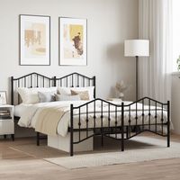 vidaxl estructura cama sin colchon con estribo metal negro 140x190 cm