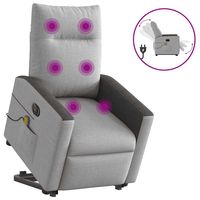 vidaxl sillon de masaje electrico reclinable elevable tela gris nube