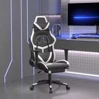 vidaxl silla gaming con reposapies cuero sintetico negro blanco