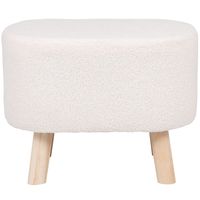 taburete de poliester blanco con patas de madera de pino beige