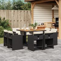 vidaxl set de comedor de jardin 9 pzas y cojines ratan sintetico negro