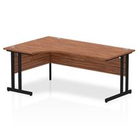 impulse 1800mm left crescent desk walnut top black cantilever leg