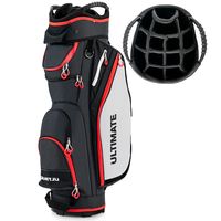 costway bolsa de golf ligera de gran capacidad con 14 divisores 8 bolsillos capucha para lluvia bolsa termica para bebidas 39x25x128 cm negro