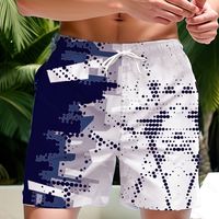 shorts de playa sueltos para hombre con estampado creativo activewear shorts de secado rapido con cordon shorts ligeros para las vacaciones de verano en la playa y el surf