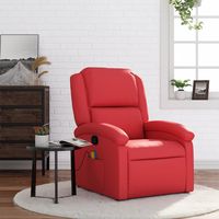 vidaxl sillon de masaje reclinable cuero sintetico rojo