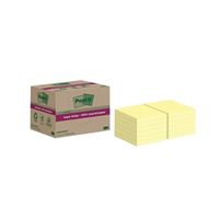 post-it super sticky recycled 76x76mm yellow pack of 12