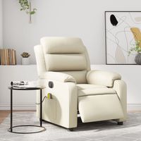 vidaxl sillon de masaje reclinable electrico cuero sintetico crema