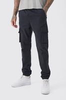 pantalon tall cargo ajustado con cintura elastica y botamanga negro