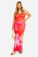 vestido plus maxi super suave con escote en u pink