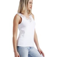 admas blusa camiseta de tirantes escote guipur para mujer