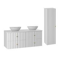 set de muebles lavabo y columna estratificado blanco