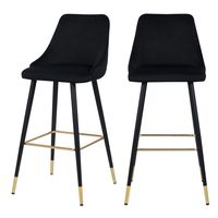 silla de bar en terciopelo negro 775 cm set de 2