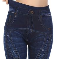 jeggings de cintura alta con estampado de mezclilla leggings casuales elasticos delgados ropa de mujer