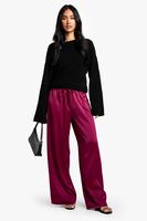 pantalon de raso con pernera ancha y cordon en la cintura purple