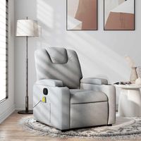 vidaxl sillon reclinable de masaje de tela gris claro