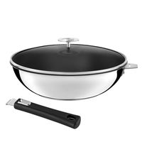 wok antiadherente o 28 cm con tapa y mango extraible negro  acero