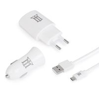 maillon kit de viaje 3 en 1 cargador usb 24a blanco  cargador de coche 24a  micro usb 24a 1m