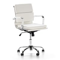 sillon de oficina reclinable blanco piel sintetica altura ajustable