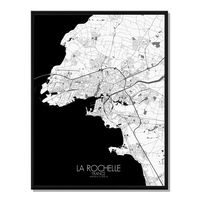 poster la rochelle mapa en bn de 40x50