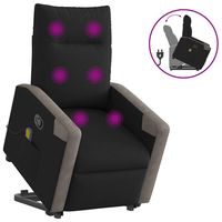 vidaxl sillon reclinable de masaje elevable tela negro