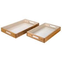 set de 2 bandejas madera blanco 5x27x43cm