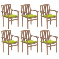 vidaxl sillas de jardin apilables 6 uds madera maciza teca con cojines