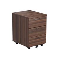 mezzo 3 drawer mobile pedestal - dark walnut - tesmp3dw