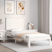 vidaxl estructura de cama con cabecero madera maciza blanco