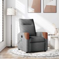 vidaxl sillon de masaje reclinable de tela gris oscuro