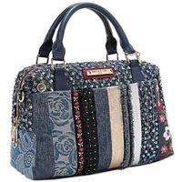 nicole lee bolso de mano bolso con parche floral azul para mujer