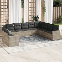 vidaxl set sofas jardin 10 pzas con cojines ratan sintetico gris claro