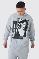 sudadera oversize con capucha y estampado de aaliyah gris