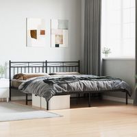 vidaxl estructura cama sin colchon con cabecero metal negro 180x200 cm