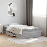 vidaxl cama con cajones madera de ingenieria gris sonoma 90x190 cm