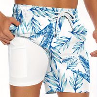 pantalones cortos de doble capa con estampado digital para hombre de secado rapido y con diseno de bolsillo para deportes de playa en verano