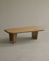 mesa de centro de madera maciza de alamo con tres patas 100cm