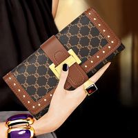 billetera larga de estilo retro clasico con patron geometrico monedero trifold texturizado billetera de estilo para mujeres de mediana edad