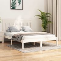 vidaxl estructura de cama de madera maciza blanca 140x190 cm