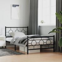 vidaxl estructura cama sin colchon con estribo metal negro 107x203 cm