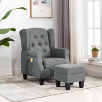 vidaxl sillon de masaje con reposapies tela gris claro