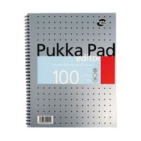 pukka pad ruled metallic wirebound editor notepad a4 silver 3 pack