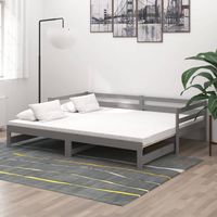 vidaxl sofa cama extraible madera maciza de pino gris 2x90x200 cm