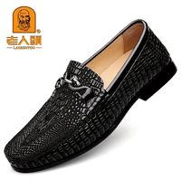 zapatos de cuero genuino para hombres laorentou mocasines de corte bajo con estampado de cocodrilo