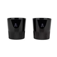 set de dos vasos de whiskey en vidrio negro 345 ml